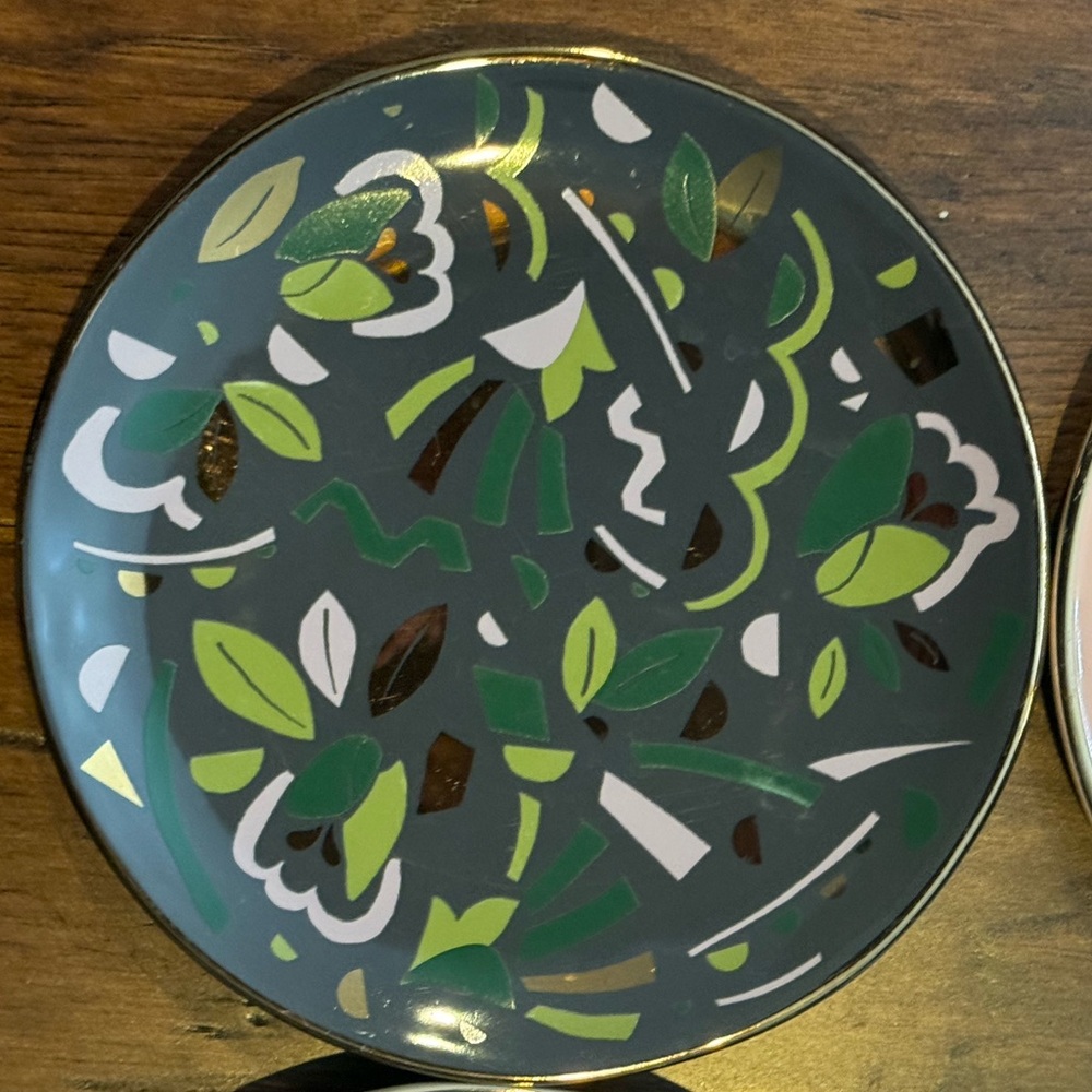 Set of 4 WEST ELM Confetti Pop Art Botanical Desert Plates 6-7/8” diameter - Picture 5 of 8